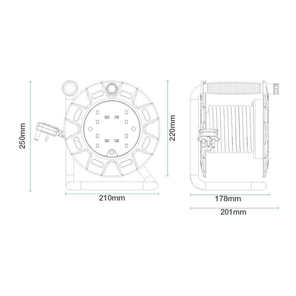 Masterplug Open Cable Reel 13A 4-Socket 25M 240V LDCC2513/4BL-MP