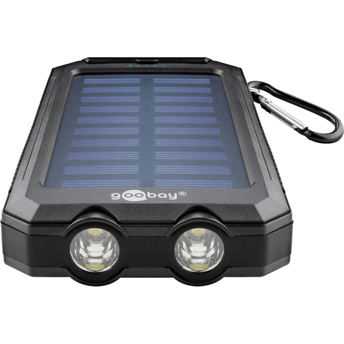 Goobay 8.000 mAh Solar Powerbank – Powerbank op Zonne Energie – 2x USB-A – Zaklamp – IP44 Spatwaterdicht
