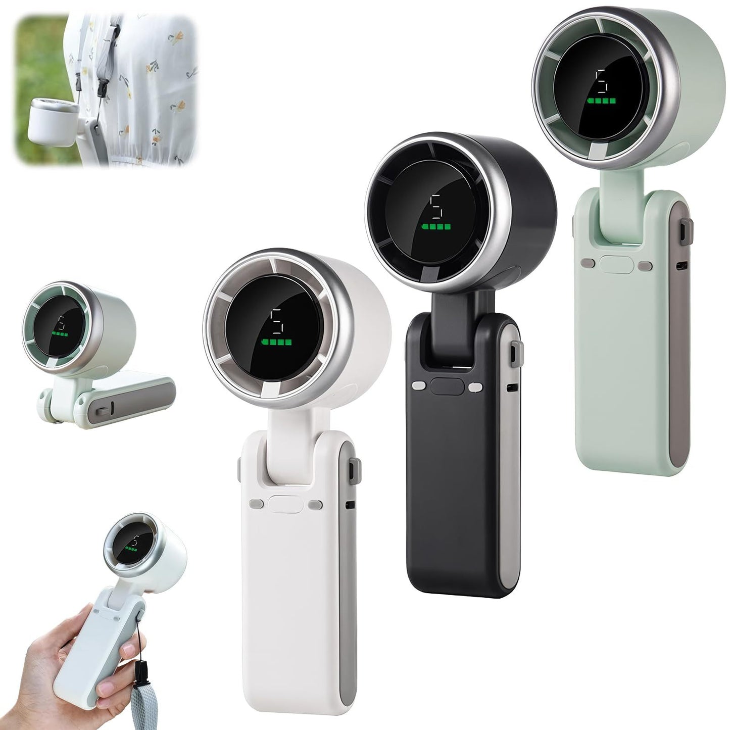 Draagbare Opvouwbare Mini Ventilator – 180° Kantelbaar – Krachtige Turbo – Stil – USB-C Oplaadbaar