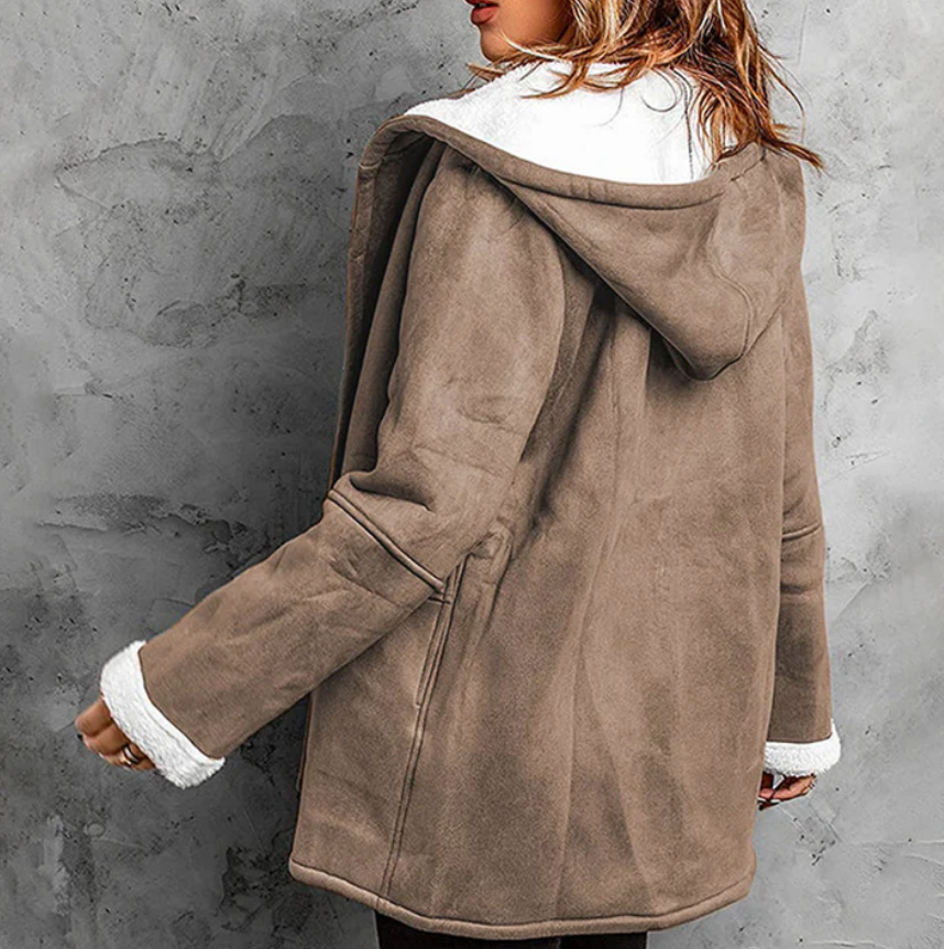 Manteau Femme en Daim Synthétique à Capuche – Doublure Polaire Ultra-Douce