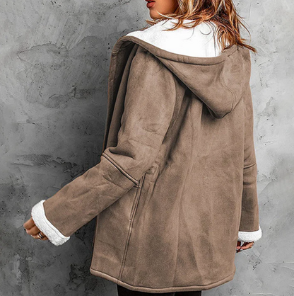 Manteau Femme en Daim Synthétique à Capuche – Doublure Polaire Ultra-Douce