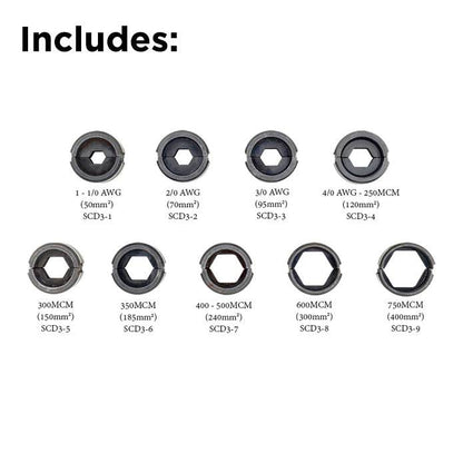 FDZ400 - Hydraulic Crimping Tool, 9 die sets, Carrying Case, Range: 8 AWG to 750MCM, 1 Set