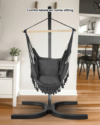 Hangstoel met Standaard – Zwart – Comfortabele Hangstoel voor Binnen en Buiten