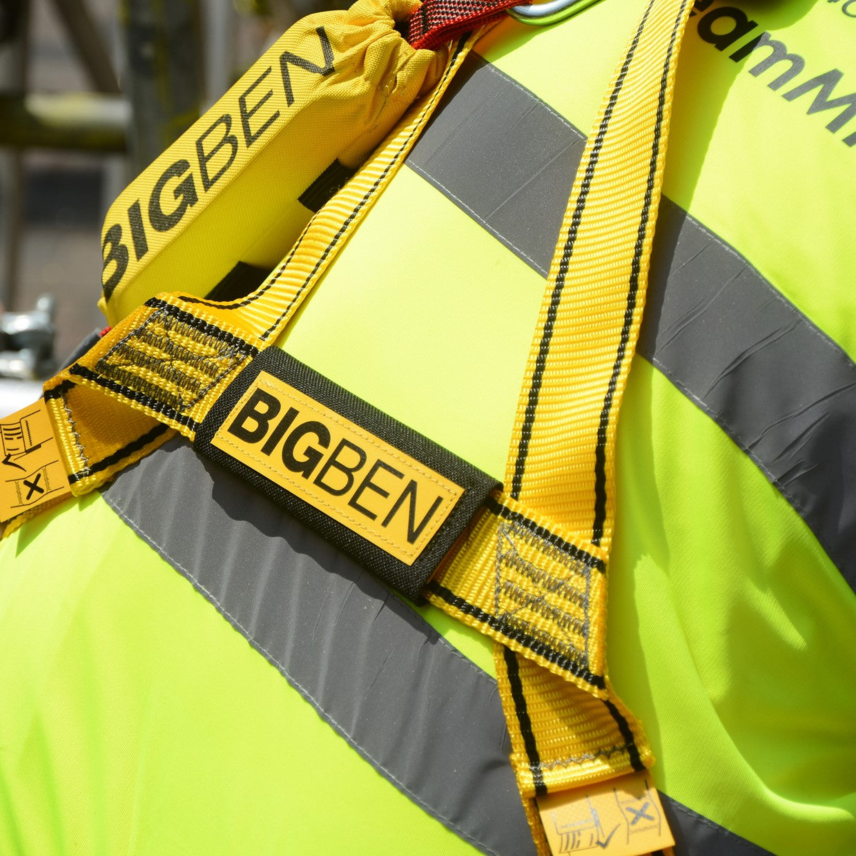 BIGBEN® Twin Retractable Lanyard with Wide Opening Green Alloy Scaffold Hooks