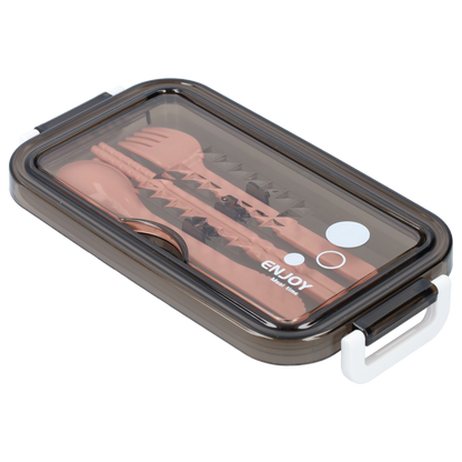 Luxe Lunchbox met Soepkom – Bento Lunchbox met Vakjes, Bestek en Luchtdichte Deksel – Roze, BPA-vrij en Lekvrij