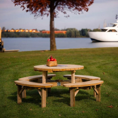 Ronde Picknicktafel XXL – Ø195 cm – Robuust, Weerbestendig en Onderhoudsvrij