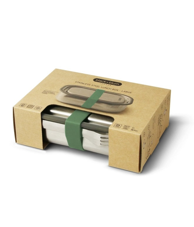 RVS Lunchbox Groot – Duurzame Broodtrommel met Luchtdichte Deksel – Olijfgroen