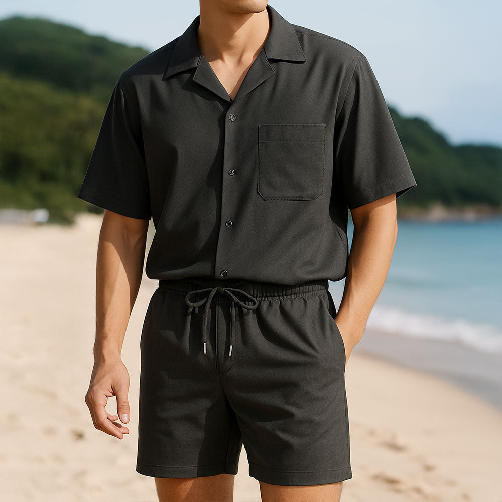 Wave Summer Set Heren – Luchtige Zomerset met Shirt & Short, Comfortabel en Stijlvol
