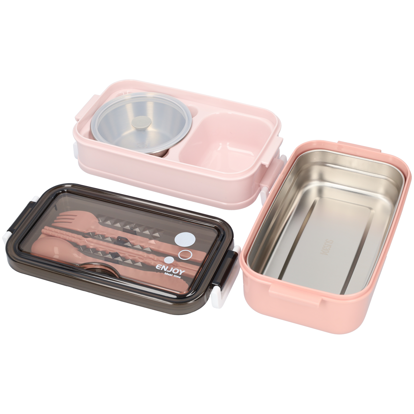 Luxe Lunchbox met Soepkom – Bento Lunchbox met Vakjes, Bestek en Luchtdichte Deksel – Roze, BPA-vrij en Lekvrij