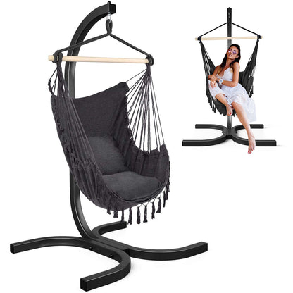 Hangstoel met Standaard – Zwart – Comfortabele Hangstoel voor Binnen en Buiten