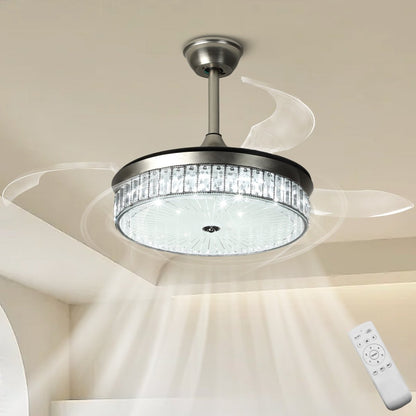 Plafondventilator Depuley 42” – Kristallen Kroonluchter – Inklapbare Bladen – LED – Dimbaar – Stille DC Motor – Afstandsbediening