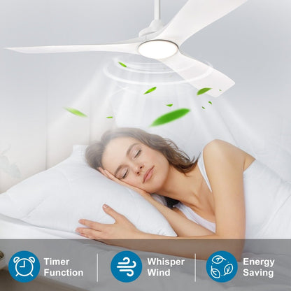 Plafondventilator Depuey 52” – Met Lamp – Mat Zwart – Dimbaar – Stille DC Motor – 3 Lichtkleuren – Afstandsbediening