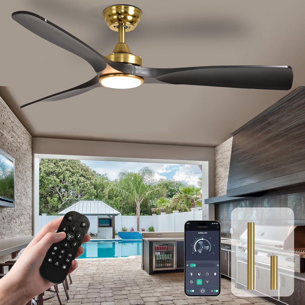 Plafondventilator Depuey 52” – Met Lamp – Mat Zwart – Dimbaar – Stille DC Motor – 3 Lichtkleuren – Afstandsbediening