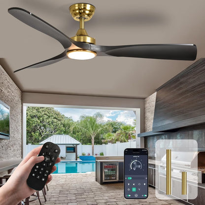 Plafondventilator Depuey 52” – Met Lamp – Mat Zwart – Dimbaar – Stille DC Motor – 3 Lichtkleuren – Afstandsbediening