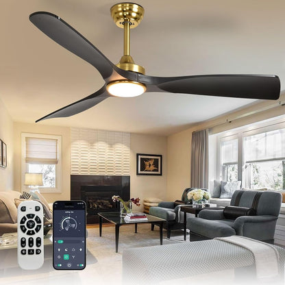 Plafondventilator Depuey 52” – Met Lamp – Mat Zwart – Dimbaar – Stille DC Motor – 3 Lichtkleuren – Afstandsbediening