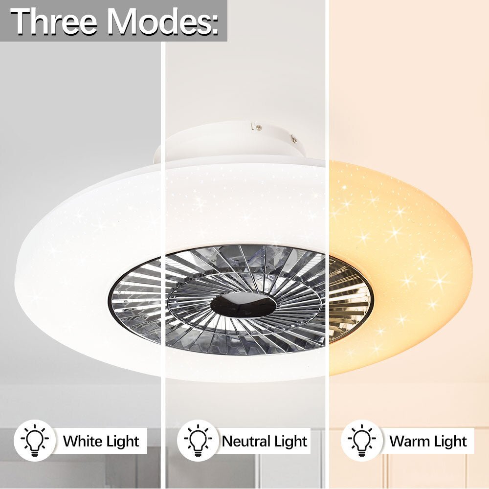 Plafondventilator DLLT 23” – LED – Dimbaar – Ingebouwde Lamp – 7 Bladen – Stille DC Motor – Afstandsbediening – Flush Mount