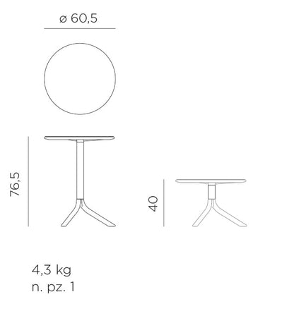 Ronde Diningtafel Spritz – Agave Groen – Ø60 cm – Verstelbare Hoogte, Weerbestendig