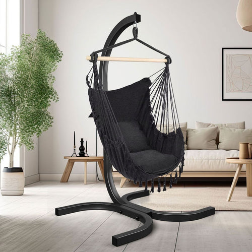 Hangstoel met Standaard – Zwart – Comfortabele Hangstoel voor Binnen en Buiten