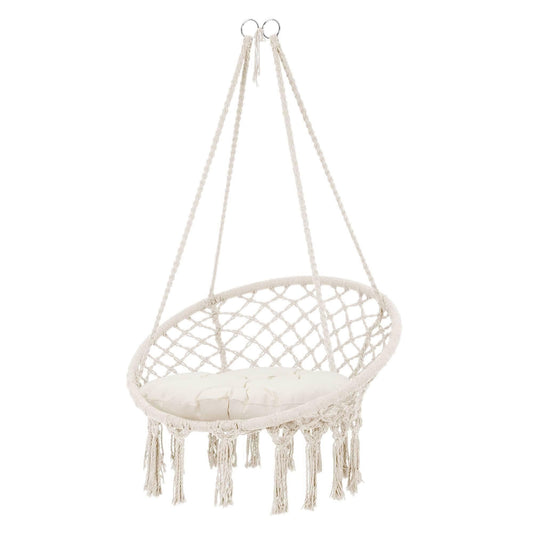Hangstoel Grace – Boho-Stijl, Katoen, Binnen & Buiten – Comfortabel Relaxen in Tuin of Woonkamer