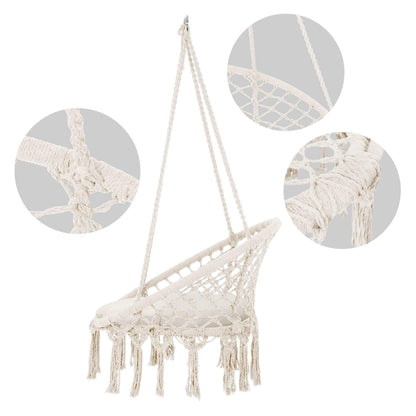 Hangstoel Grace – Boho-Stijl, Katoen, Binnen & Buiten – Comfortabel Relaxen in Tuin of Woonkamer