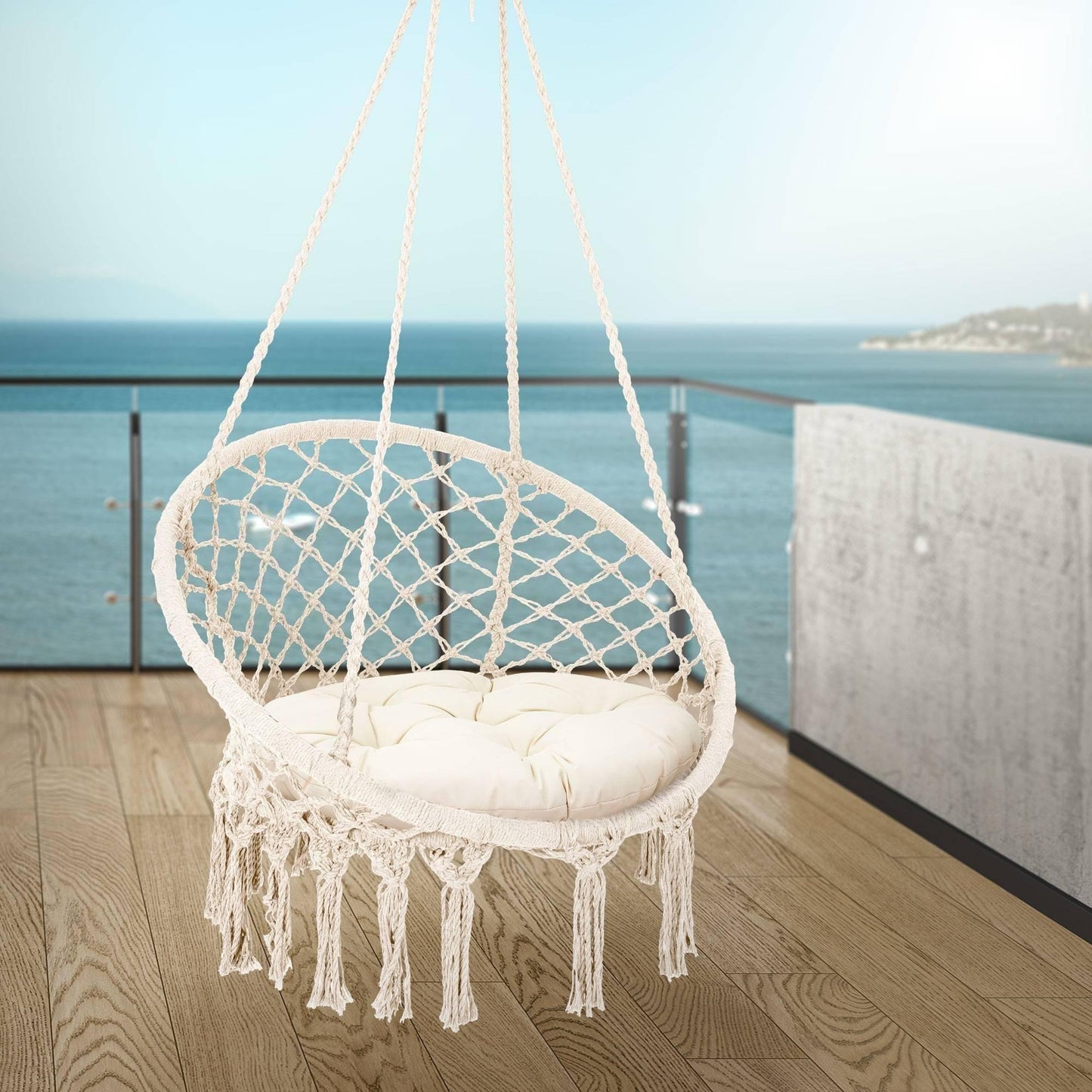 Hangstoel Grace – Boho-Stijl, Katoen, Binnen & Buiten – Comfortabel Relaxen in Tuin of Woonkamer