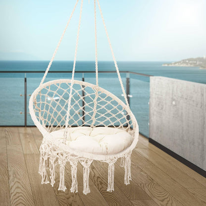 Hangstoel Grace – Boho-Stijl, Katoen, Binnen & Buiten – Comfortabel Relaxen in Tuin of Woonkamer