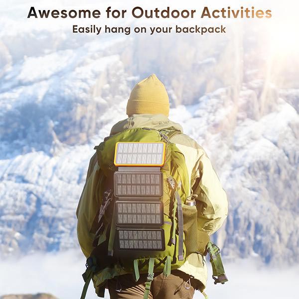 Opvouwbare Draagbare Zonne-Energie Powerbank – Waterdicht, Dubbele USB, Quick Charge, Zaklamp