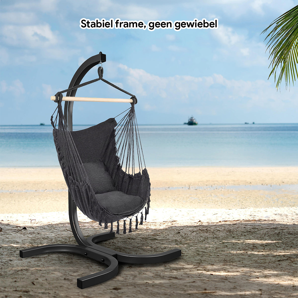 Hangstoel met Standaard – Zwart – Comfortabele Hangstoel voor Binnen en Buiten