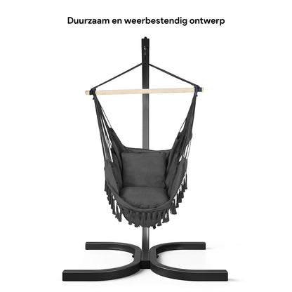 Hangstoel met Standaard – Zwart – Comfortabele Hangstoel voor Binnen en Buiten